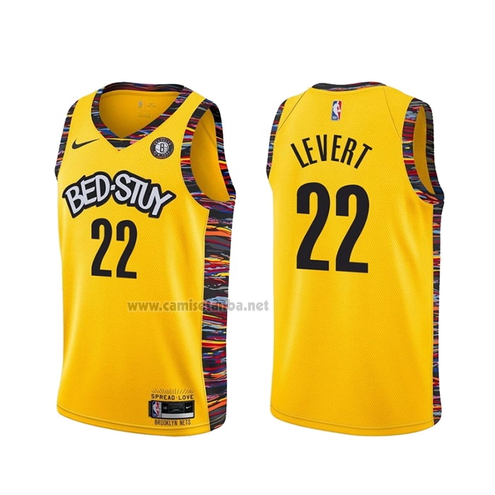 Camiseta Brooklyn Nets Caris Levert #22 Ciudad 2020-21 Amarillo